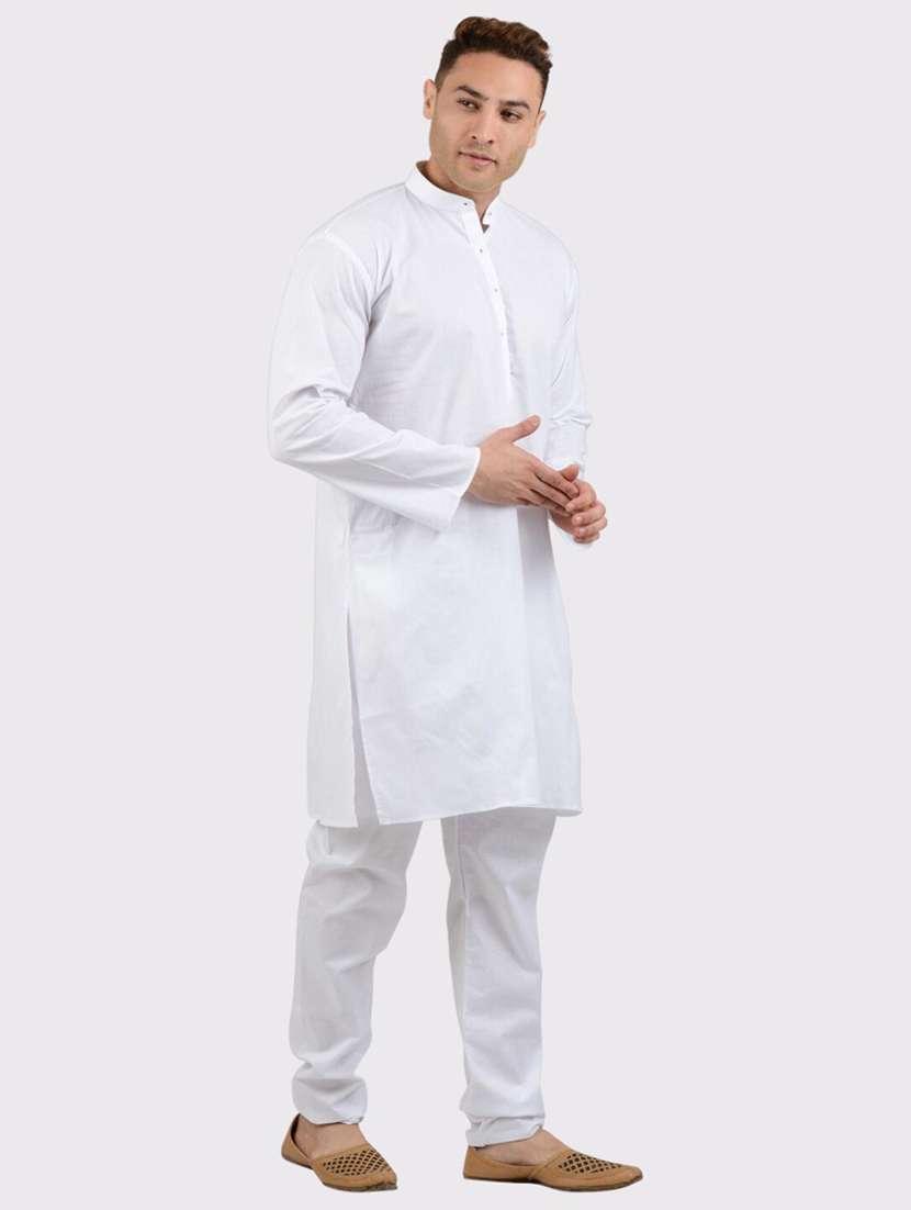 men solid mandarin neck long kurta - 22068361 -  Standard Image - 2