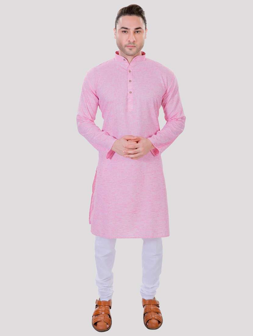 men solid mandarin neck long kurta