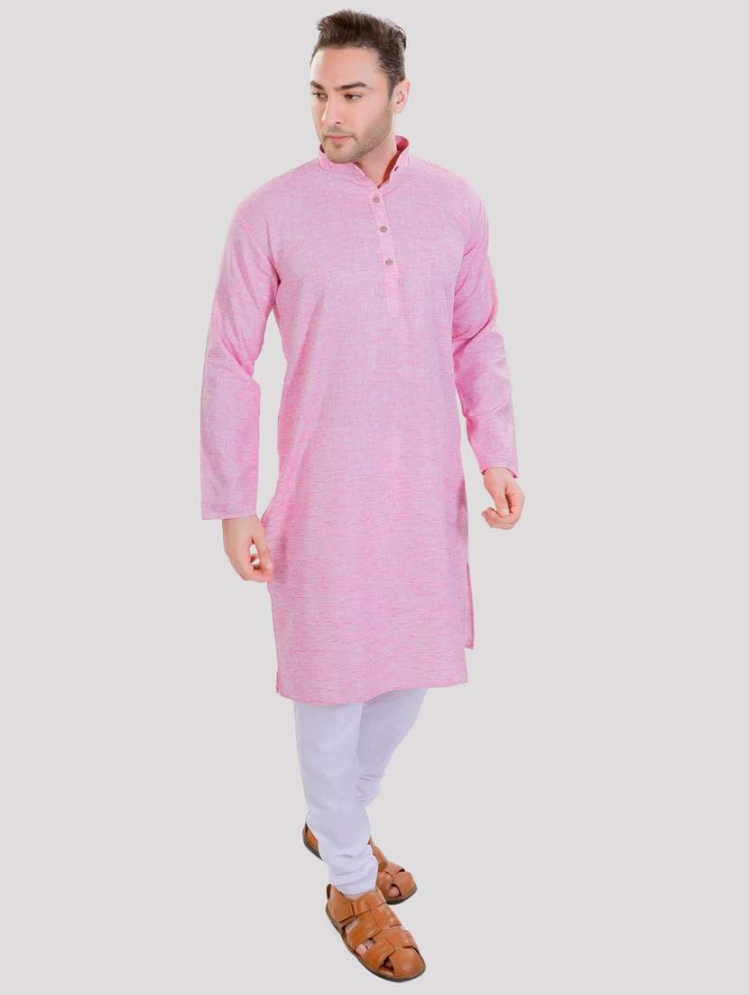 men solid mandarin neck long kurta - 22068362 -  Standard Image - 2
