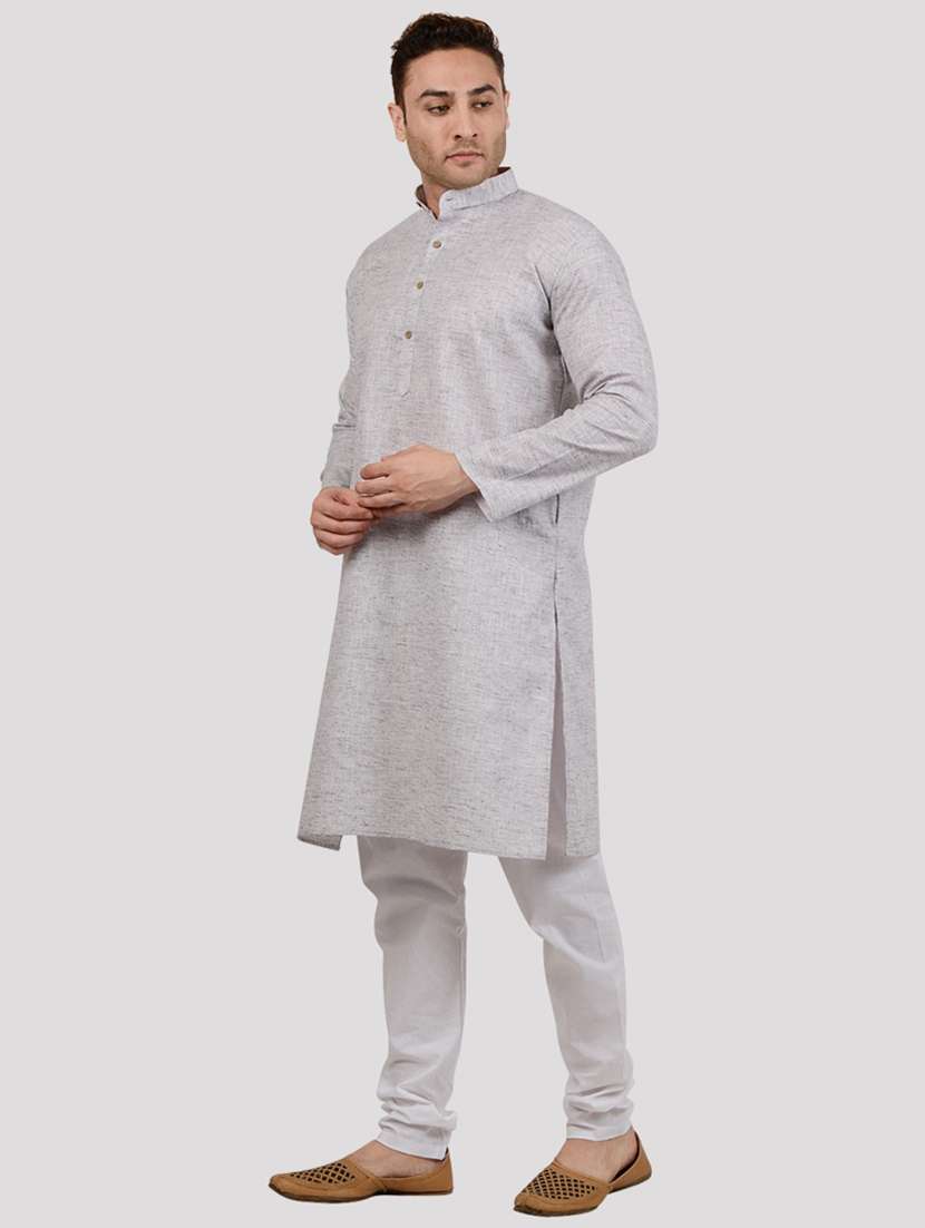 men solid mandarin neck long kurta - 22068365 -  Standard Image - 2