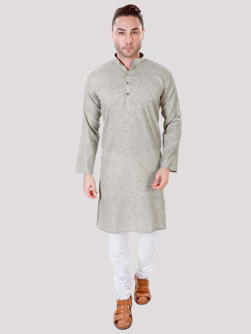 men solid mandarin neck long kurta