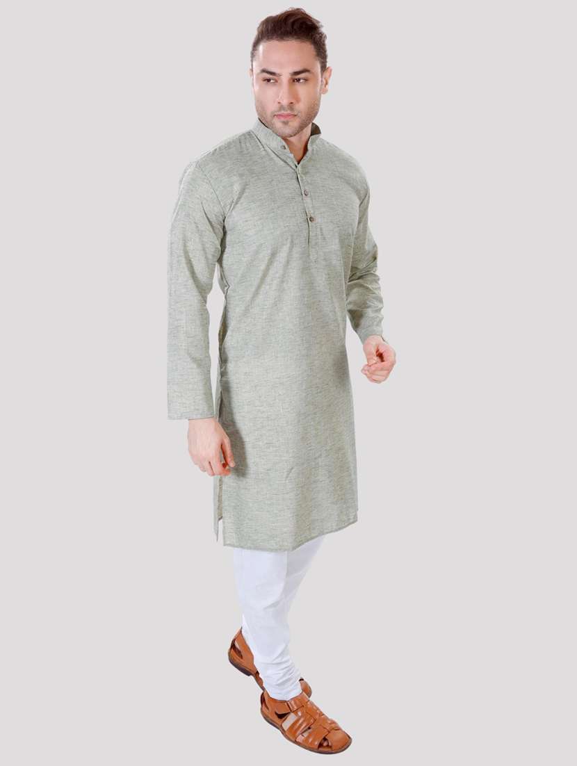 men solid mandarin neck long kurta - 22068368 -  Standard Image - 2