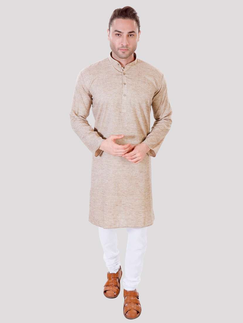 men solid mandarin neck long kurta