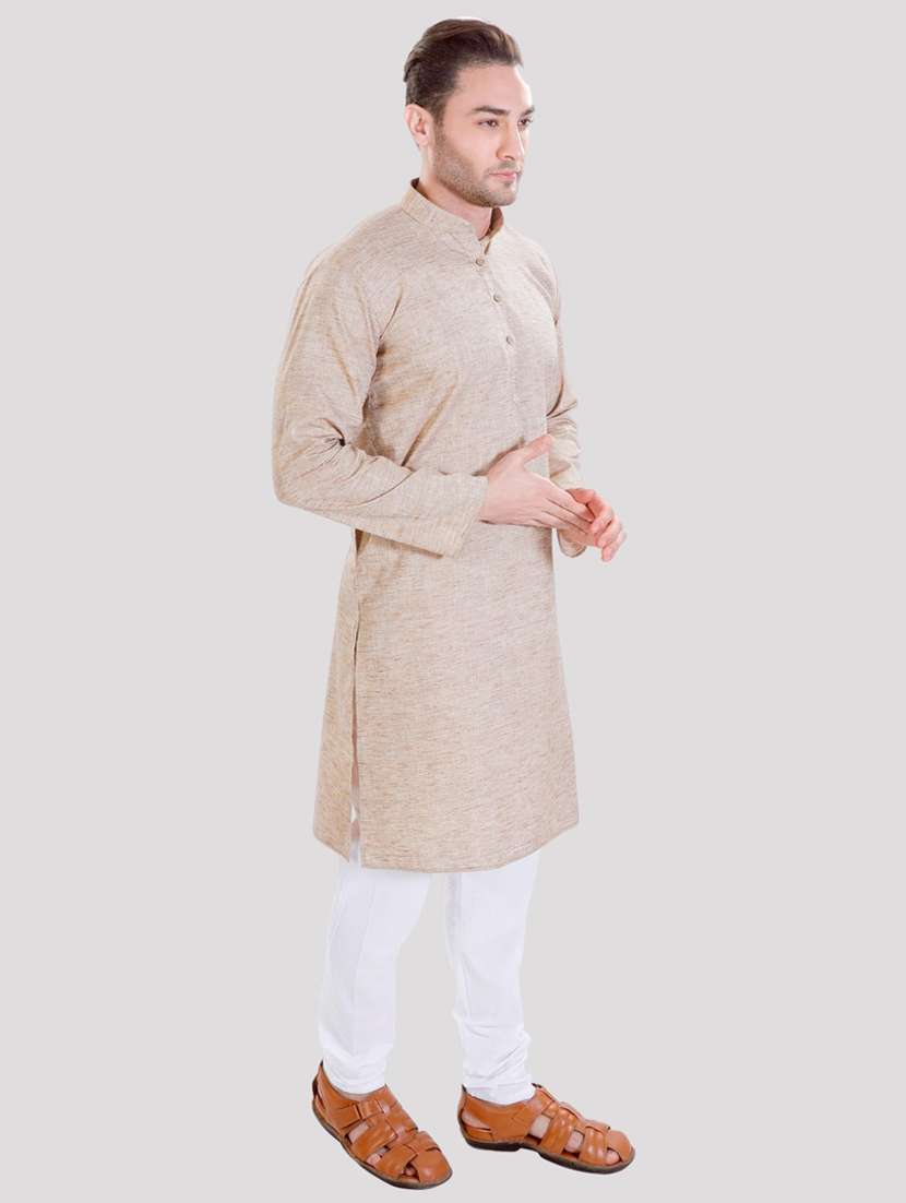 men solid mandarin neck long kurta - 22068369 - Standard Image - 2