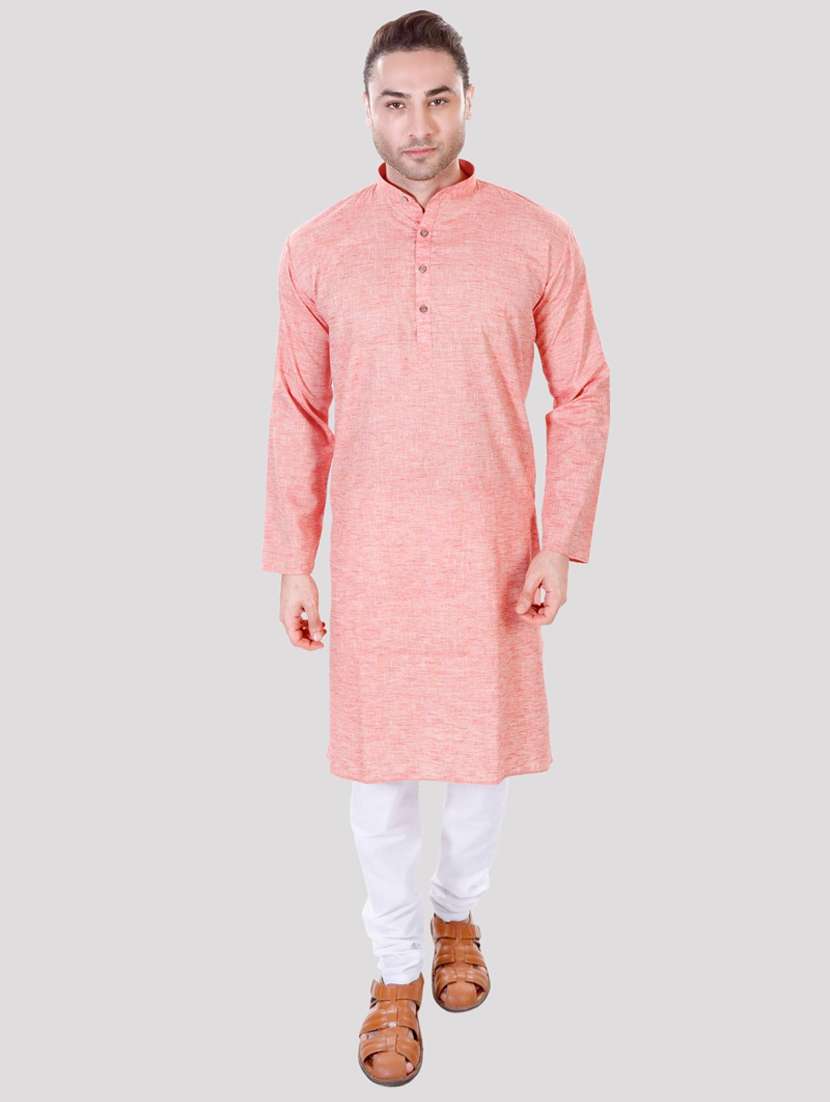 men solid mandarin neck long kurta
