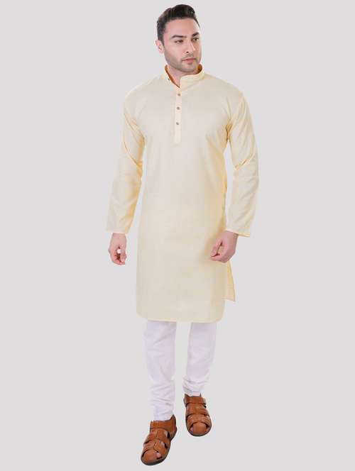 men solid mandarin neck long kurta - 22068372 -  Standard Image - 0