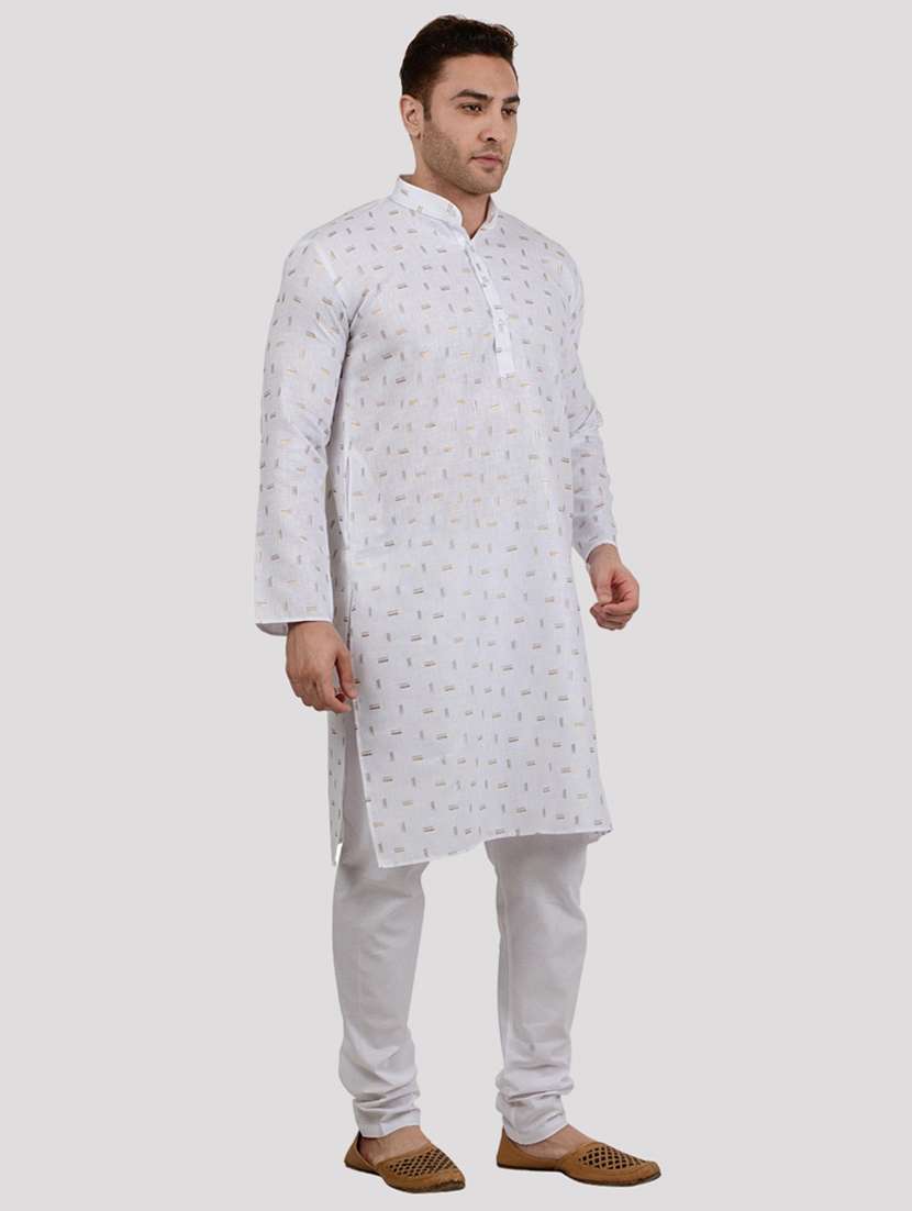 men printed mandarin neck long kurta - 22068378 -  Standard Image - 2