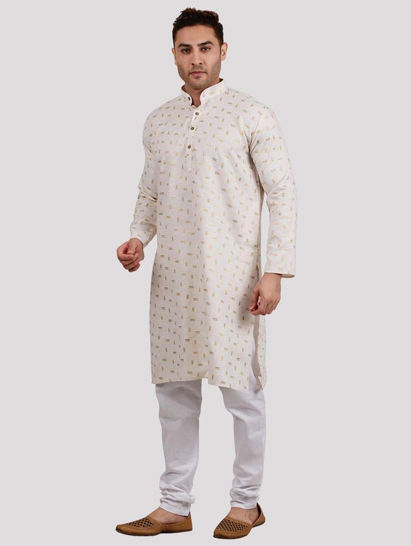 men printed mandarin neck long kurta - 22068379 - Standard Image - 2
