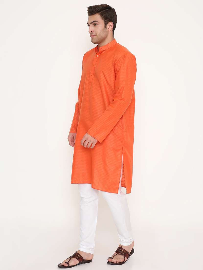 men self design mandarin neck long kurta - 22068403 -  Standard Image - 2