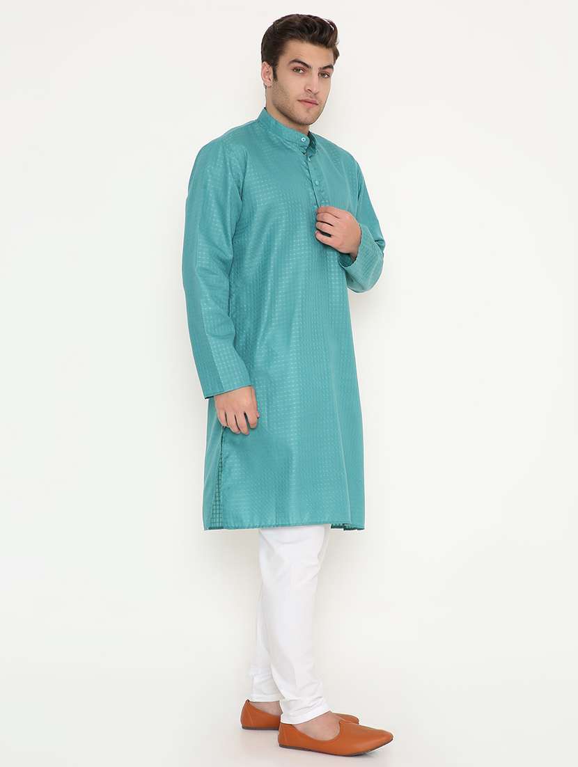 men self design mandarin neck long kurta - 22068404 -  Standard Image - 2
