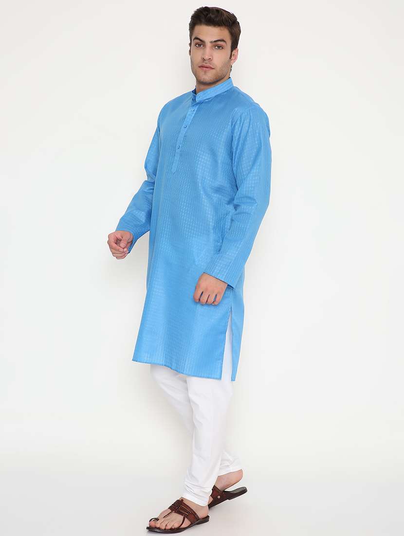 men self design mandarin neck long kurta - 22068405 -  Standard Image - 2