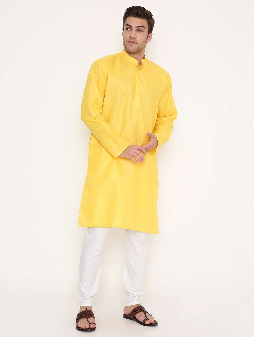 men self design mandarin neck long kurta - 22068406 -  Standard Image - 2