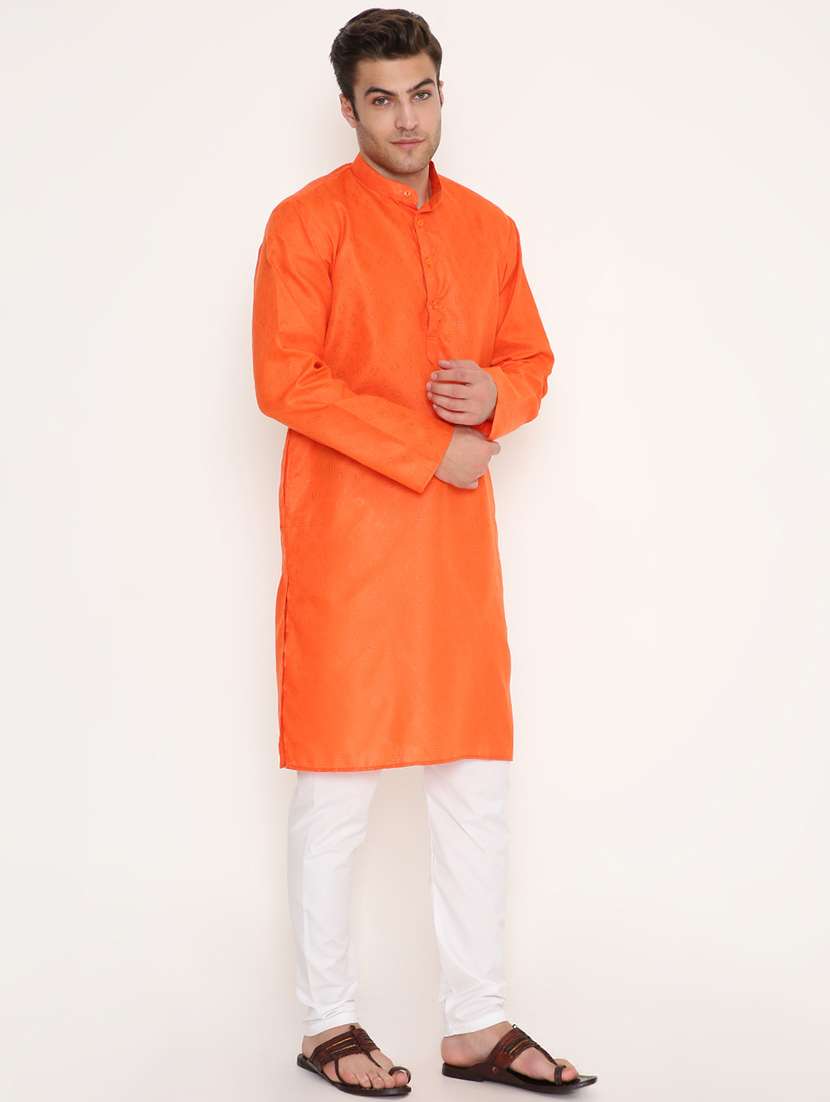 men self design mandarin neck long kurta - 22068407 -  Standard Image - 2