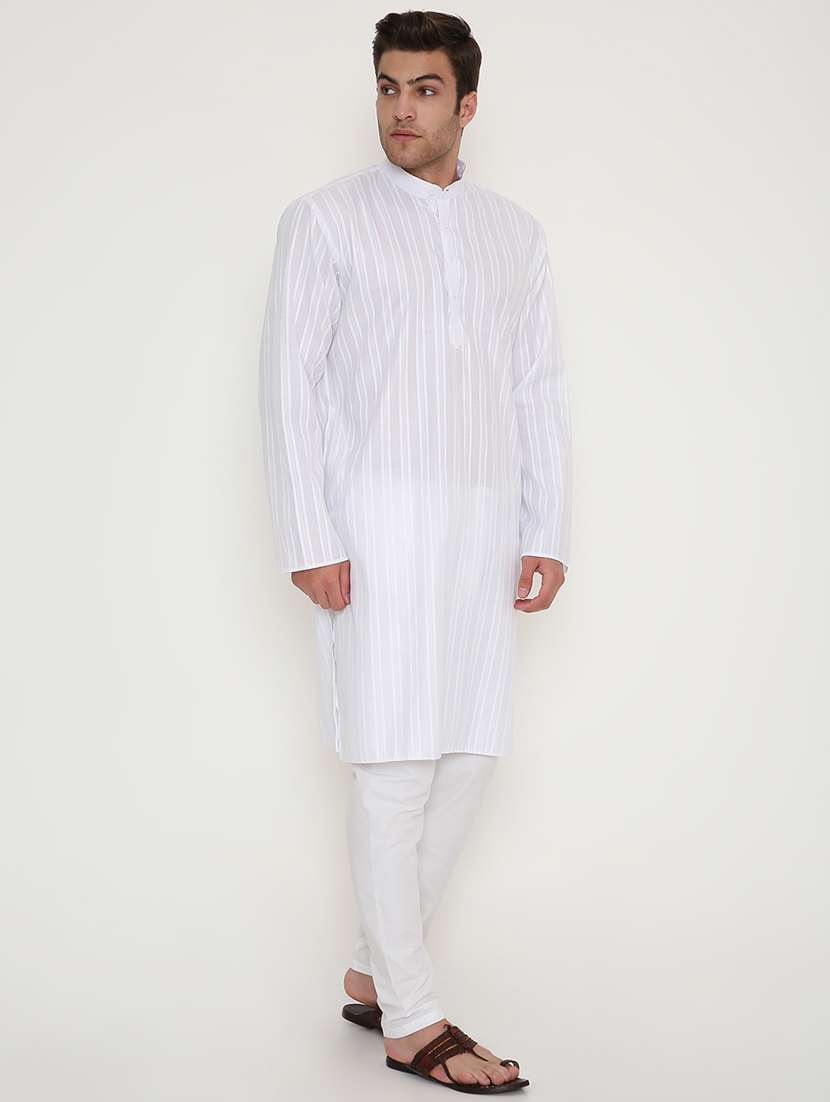 men self design mandarin neck long kurta - 22068412 -  Standard Image - 2