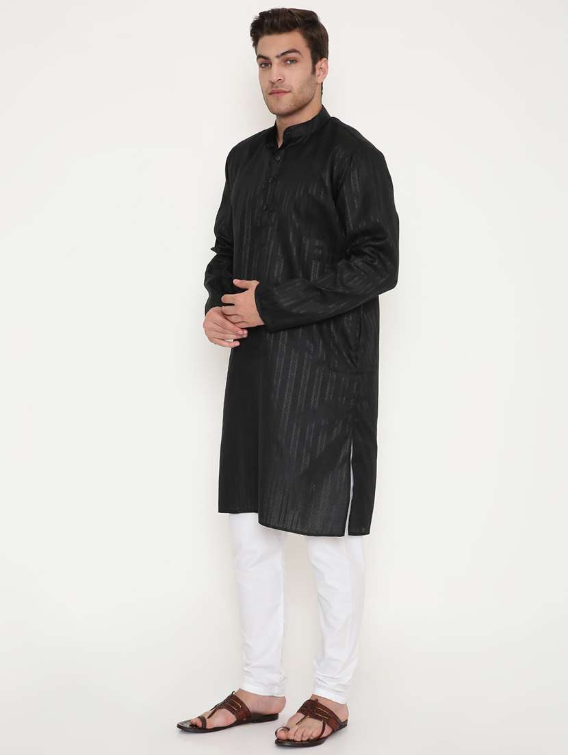 men self design mandarin neck long kurta - 22068413 -  Standard Image - 2