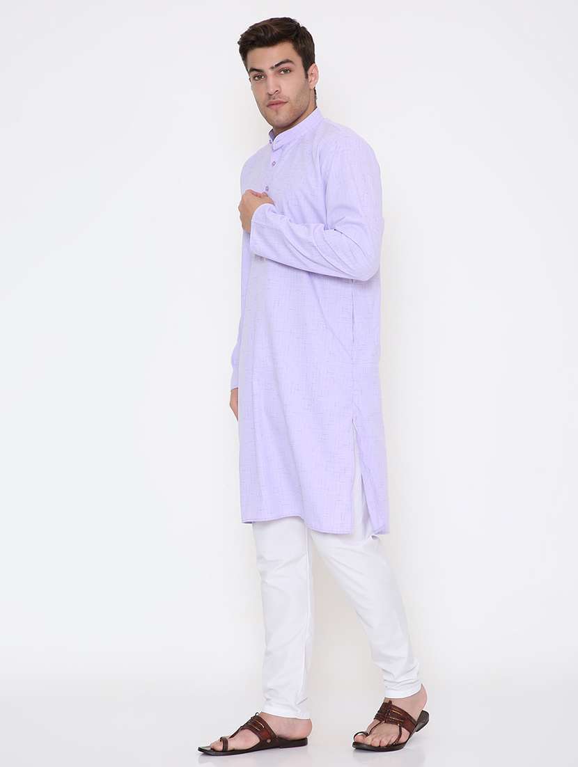 men self design mandarin neck long kurta - 22068414 -  Standard Image - 2