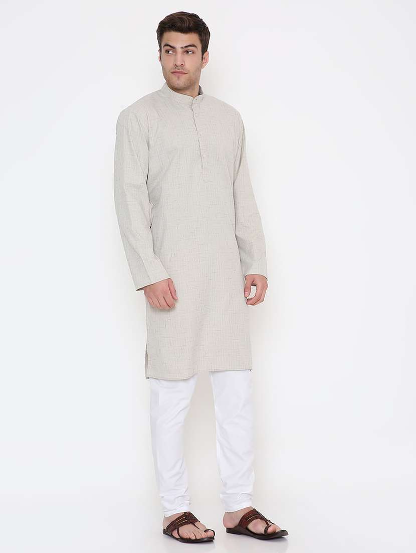 men self design mandarin neck long kurta - 22068417 -  Standard Image - 2