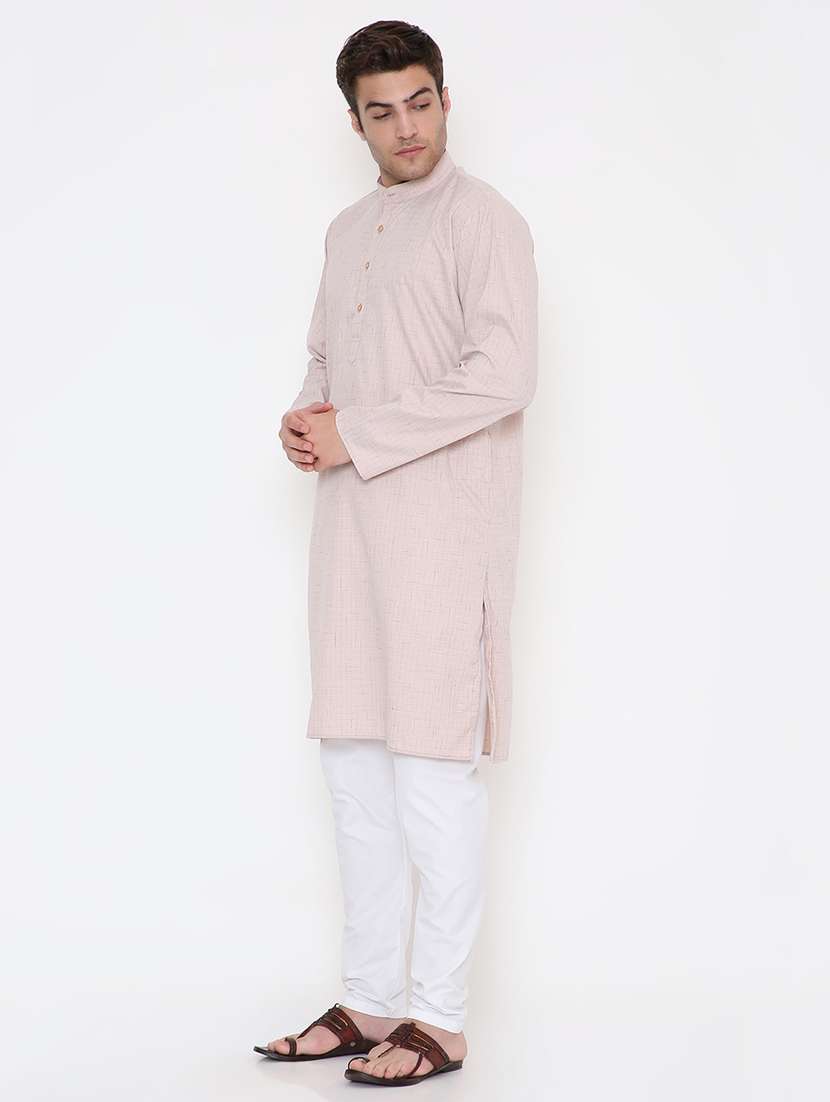 men self design mandarin neck long kurta - 22068418 -  Standard Image - 2