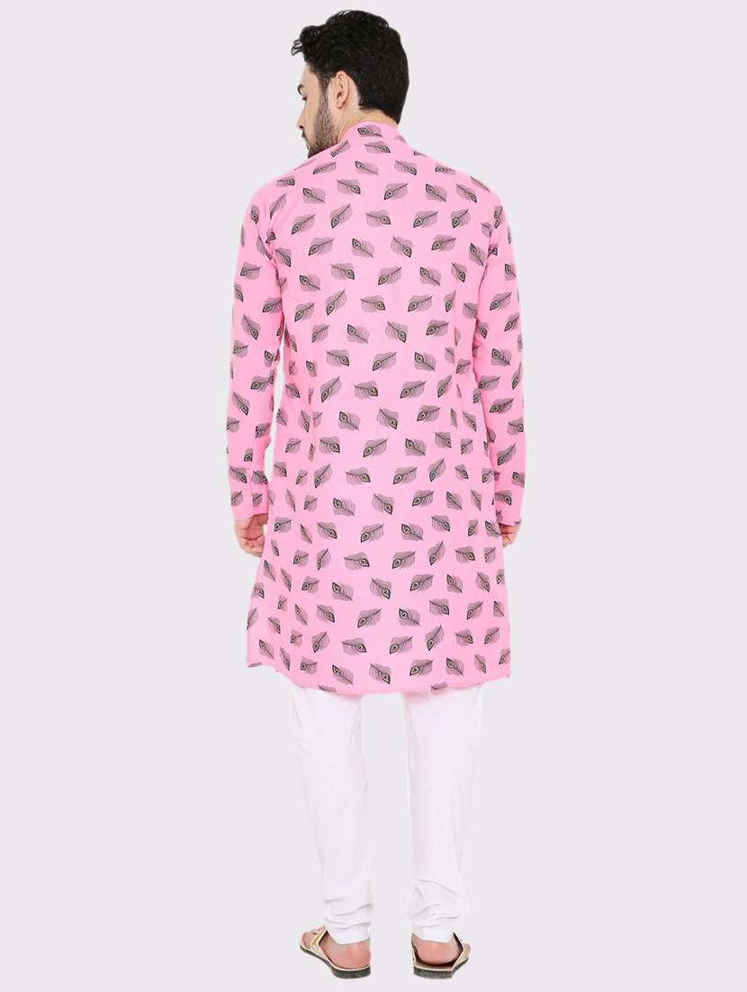 men printed mandarin neck long kurta - 22068424 -  Standard Image - 2