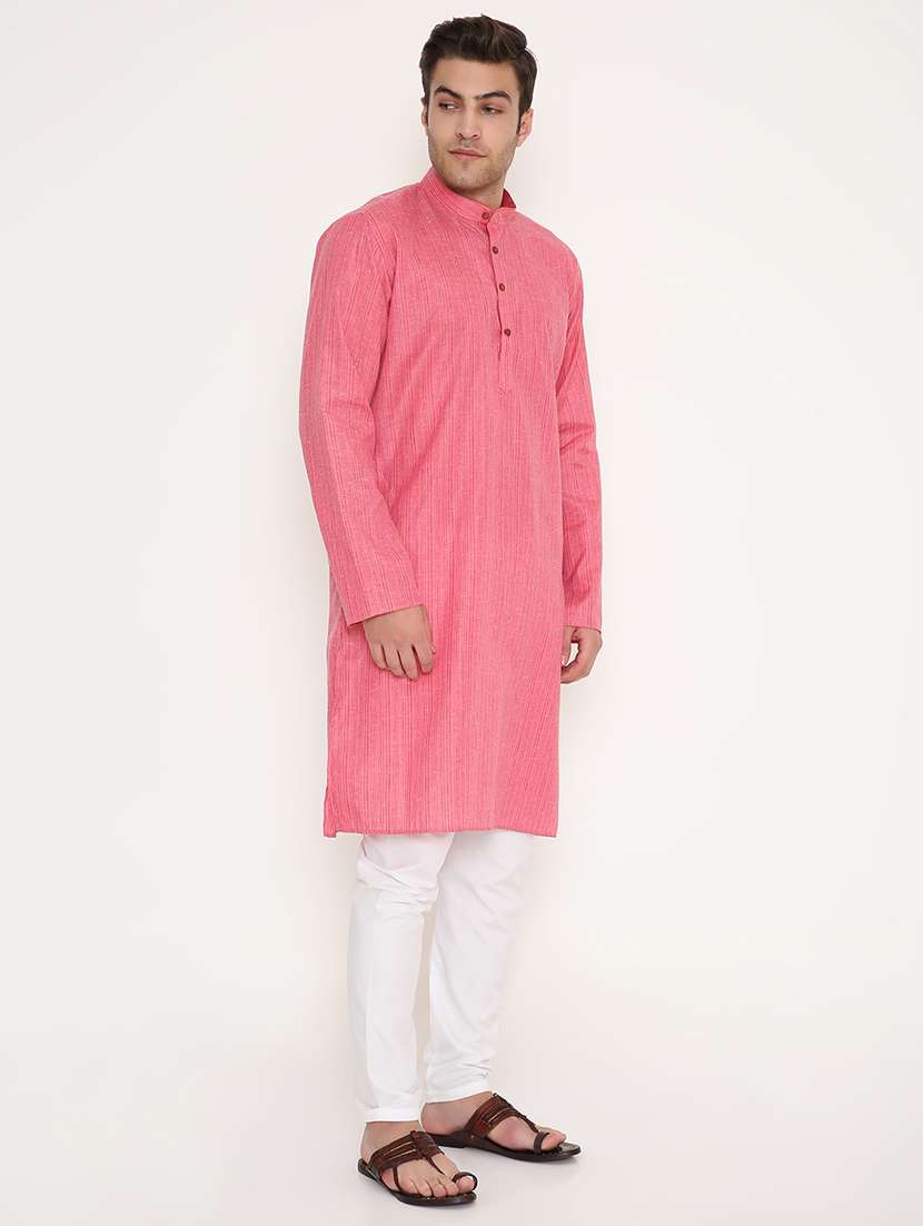 men striped mandarin neck long kurta - 22068435 - Standard Image - 2