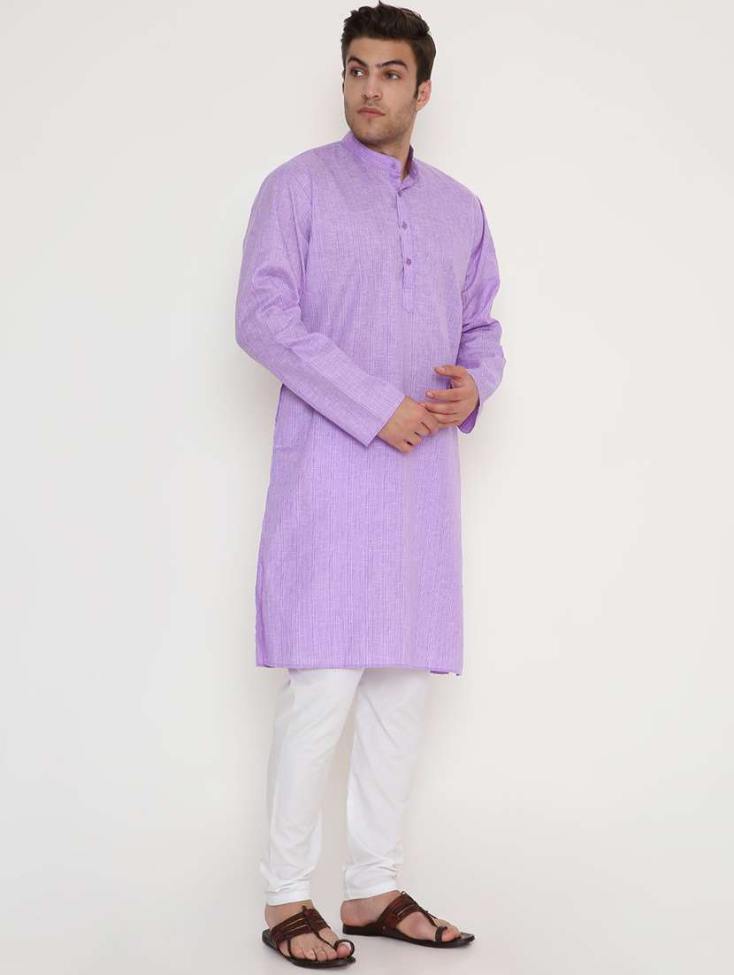 men striped mandarin neck long kurta - 22068436 -  Standard Image - 2
