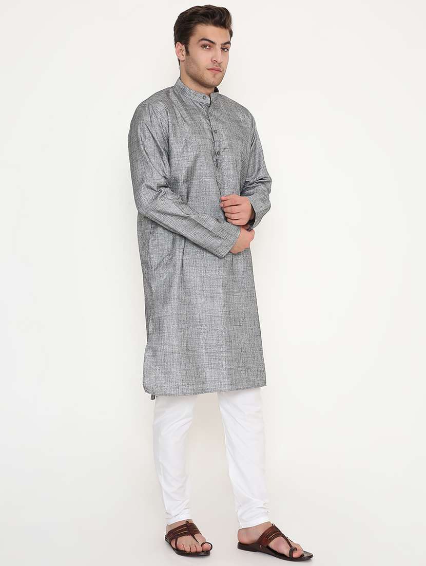 men solid mandarin neck long kurta - 22068449 -  Standard Image - 2
