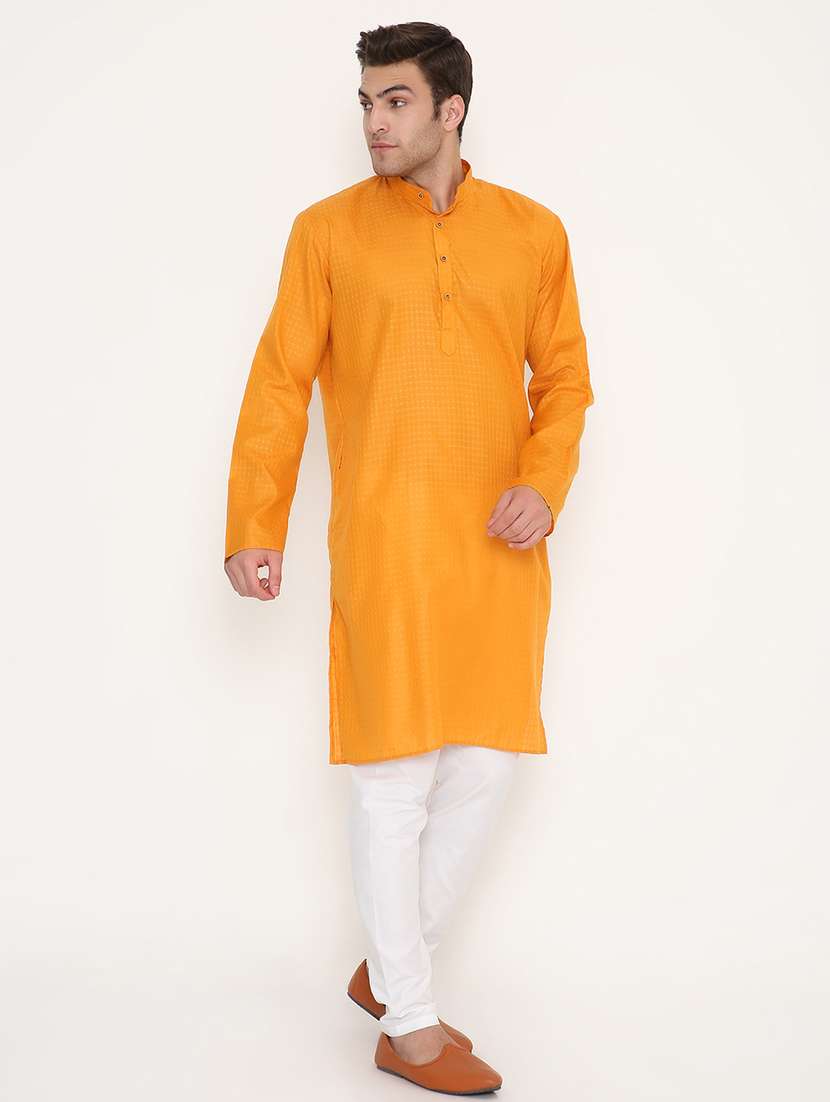 men self design mandarin neck long kurta - 22068451 -  Standard Image - 2