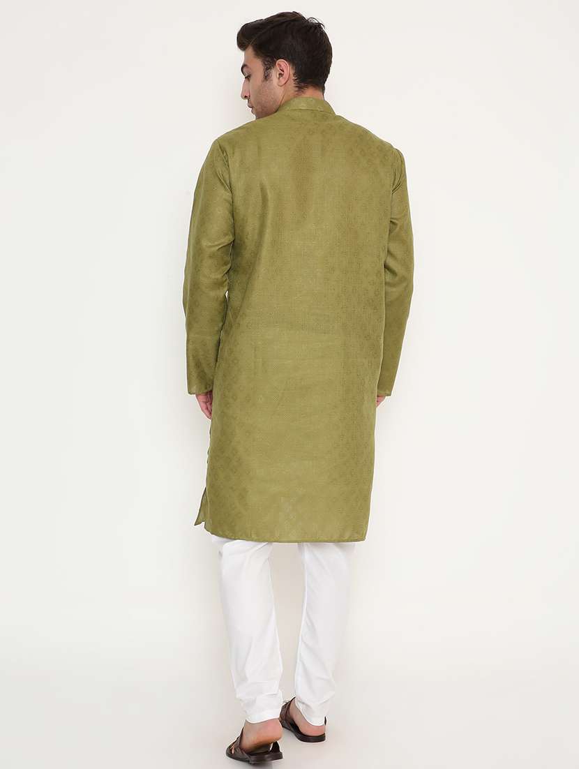 men self design mandarin neck long kurta - 22068452 -  Standard Image - 2
