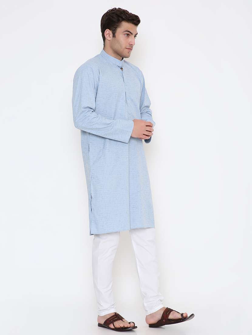 men self design mandarin neck long kurta - 22068454 -  Standard Image - 2