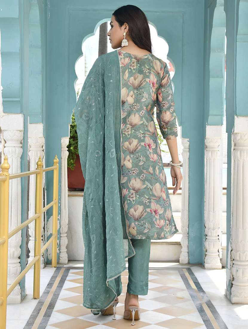women three quarter sleeve kurta pant with dupatta set - 22068460 -  Standard Image - 2