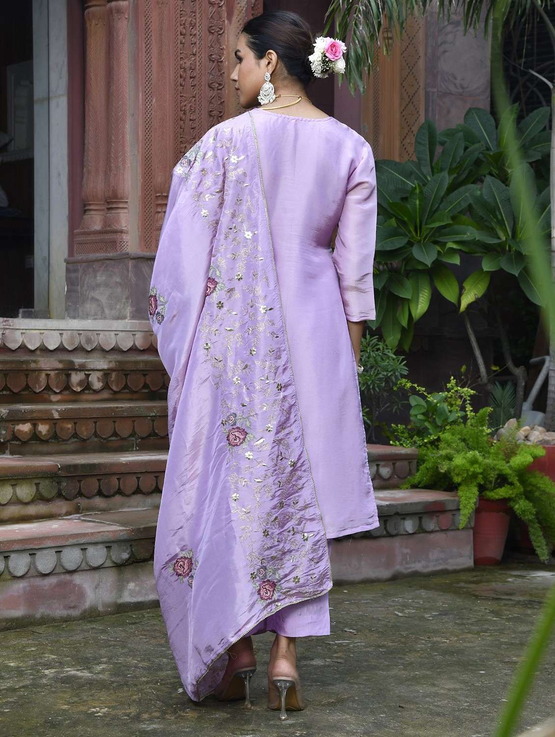 women three quarter sleeve kurta pant with dupatta set - 22068467 -  Standard Image - 2