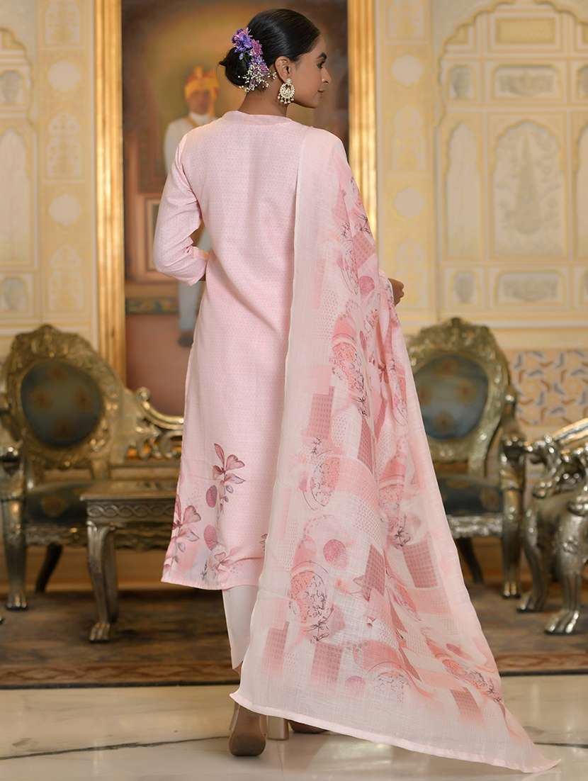 women three quarter sleeve kurta pant with dupatta set - 22068495 - Standard Image - 2