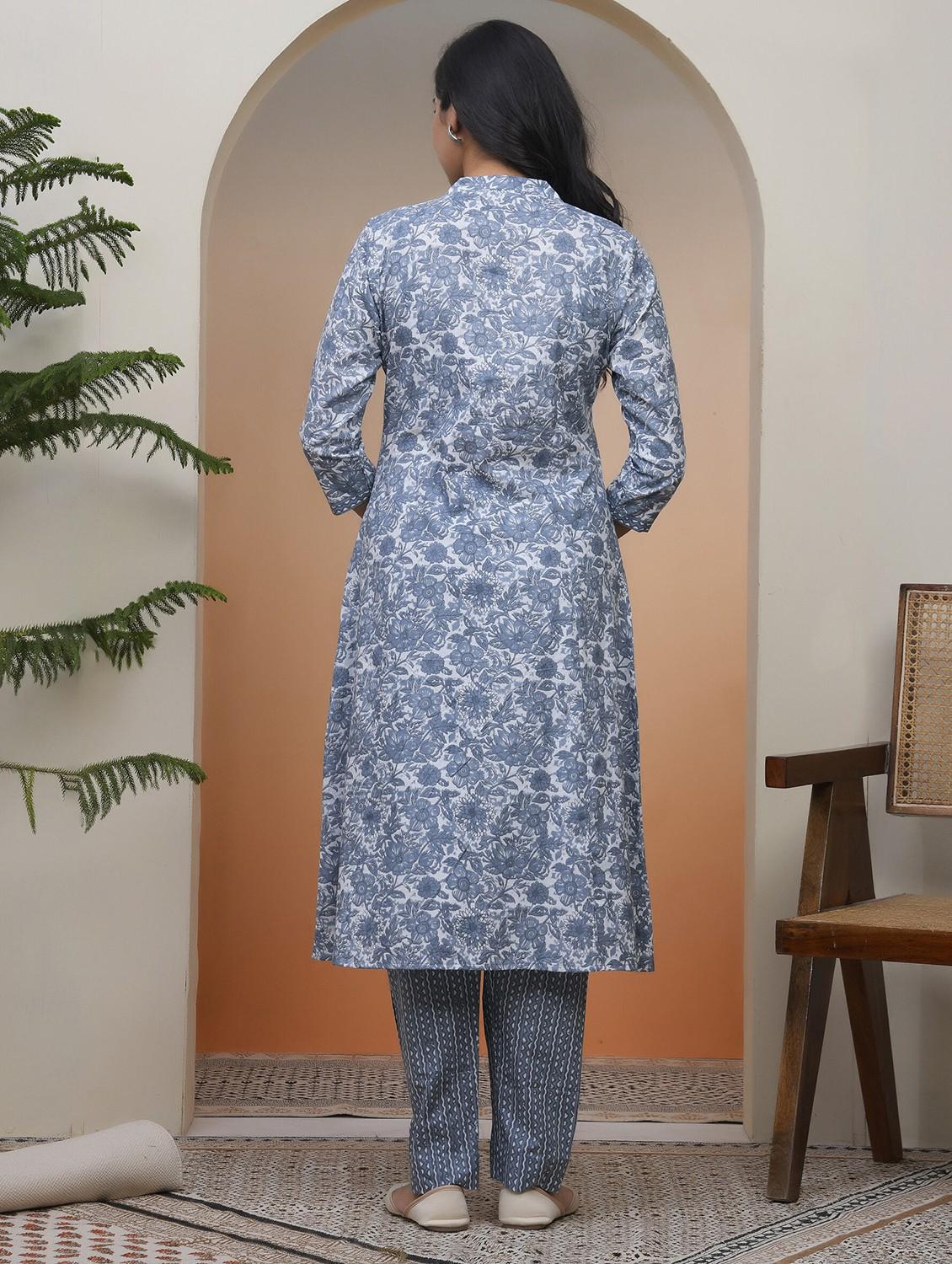 women three quarter sleeve kurta pant with dupatta set - 22068503 - Standard Image - 2