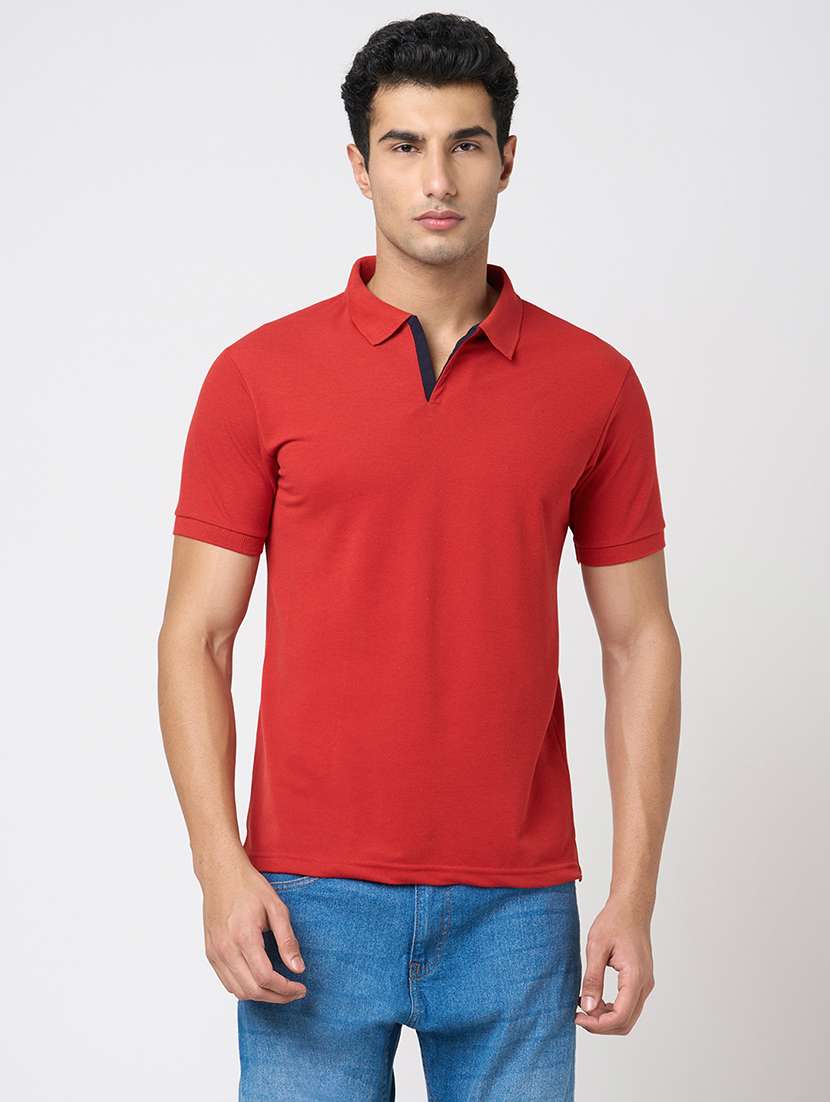 men solid short sleeve regular fit polo t-shirt