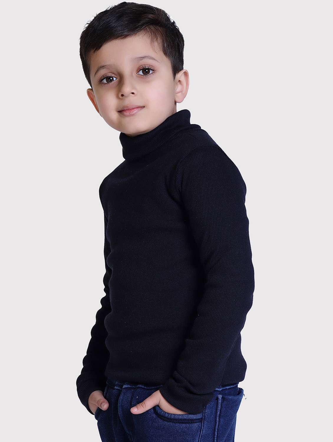 boys solid high neck long sleeve sweater - 22068663 -  Standard Image - 2