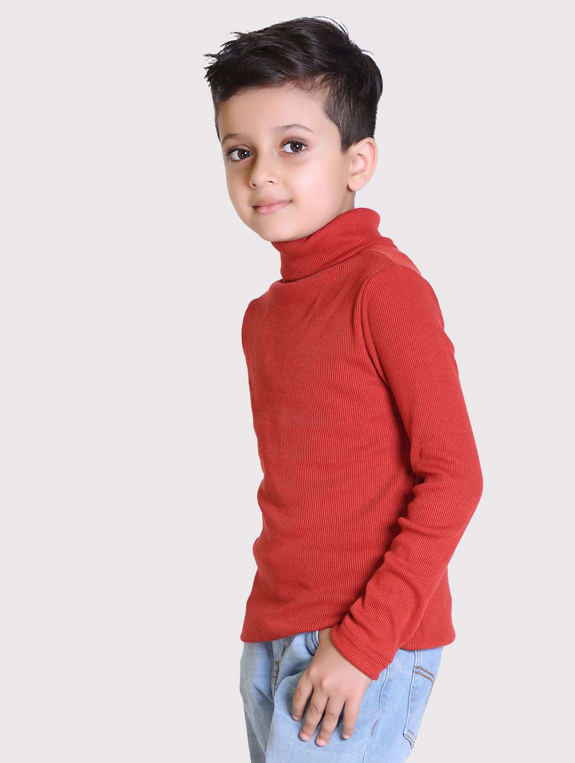 boys solid high neck long sleeve sweater - 22068679 -  Standard Image - 2