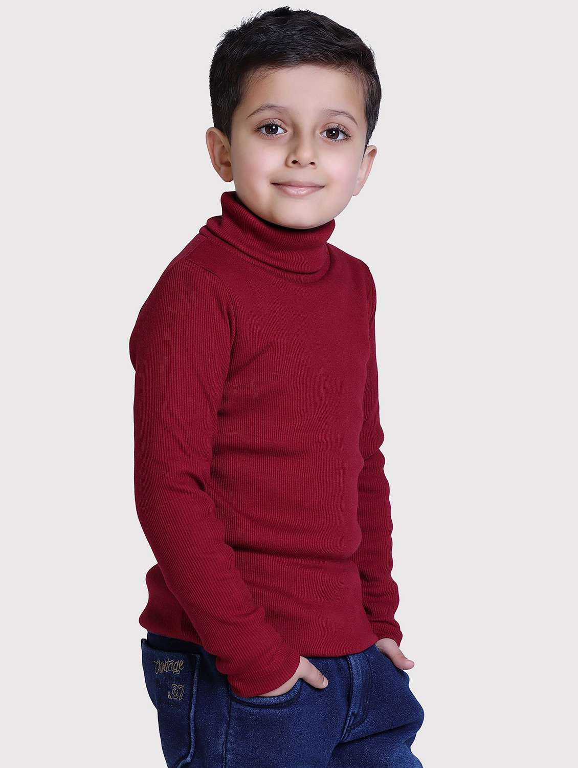 boys solid high neck long sleeve sweater - 22068680 -  Standard Image - 2