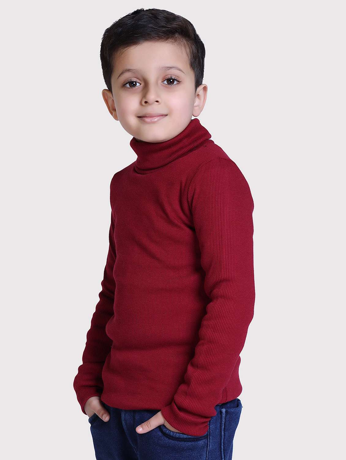 boys solid high neck long sleeve sweater - 22068699 -  Standard Image - 2