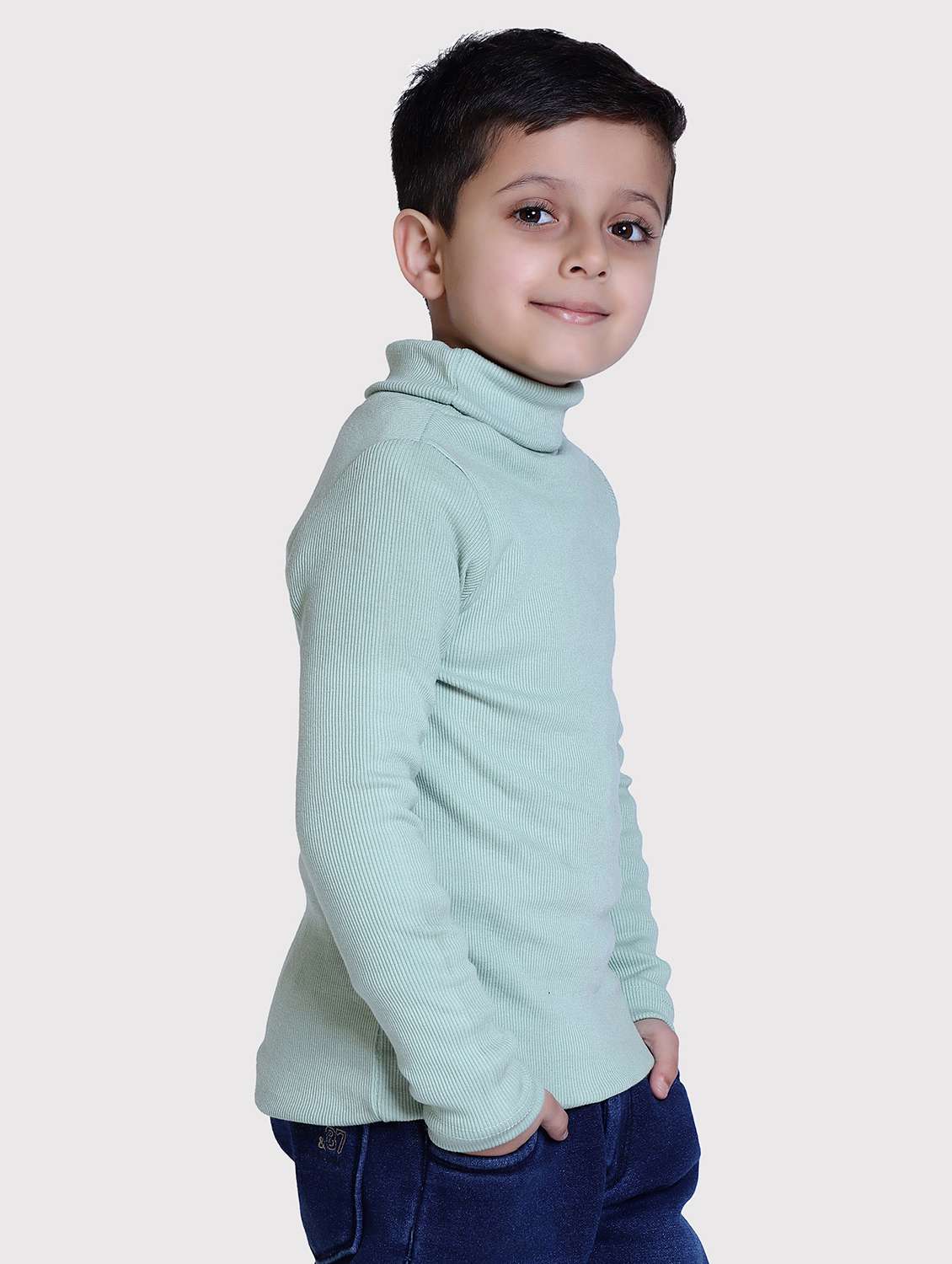 boys solid high neck long sleeve sweater - 22068701 -  Standard Image - 2