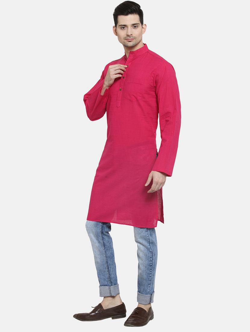 men solid mandarin neck long kurta - 22068714 - Standard Image - 2