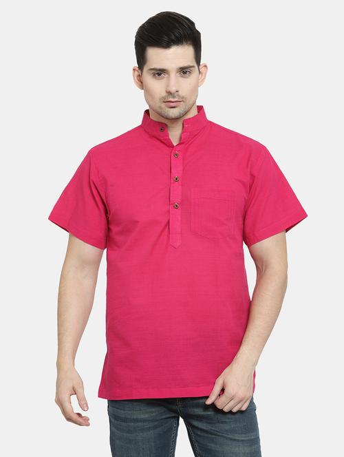 men solid mandarin neck short kurta - 22068715 -  Standard Image - 0