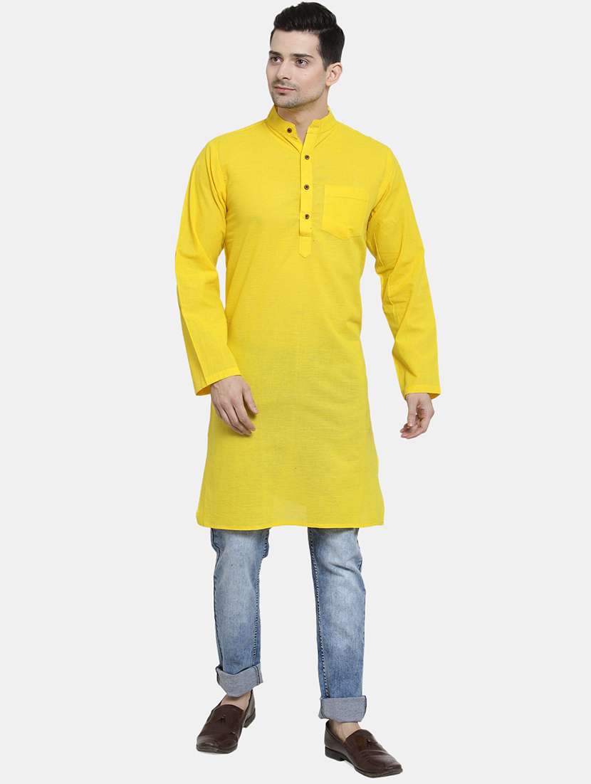 men solid mandarin neck long kurta - 22068716 -  Zoom Image - 0