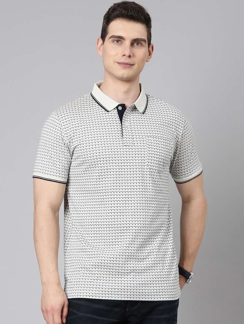 men printed short sleeve regular fit polo t-shirt