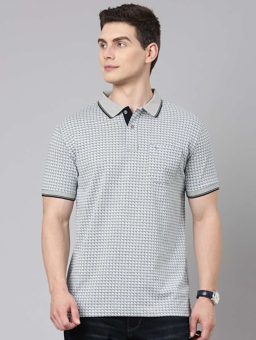 men printed short sleeve regular fit polo t-shirt