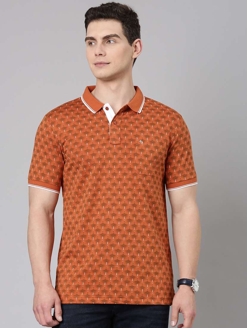 men printed short sleeve regular fit polo t-shirt