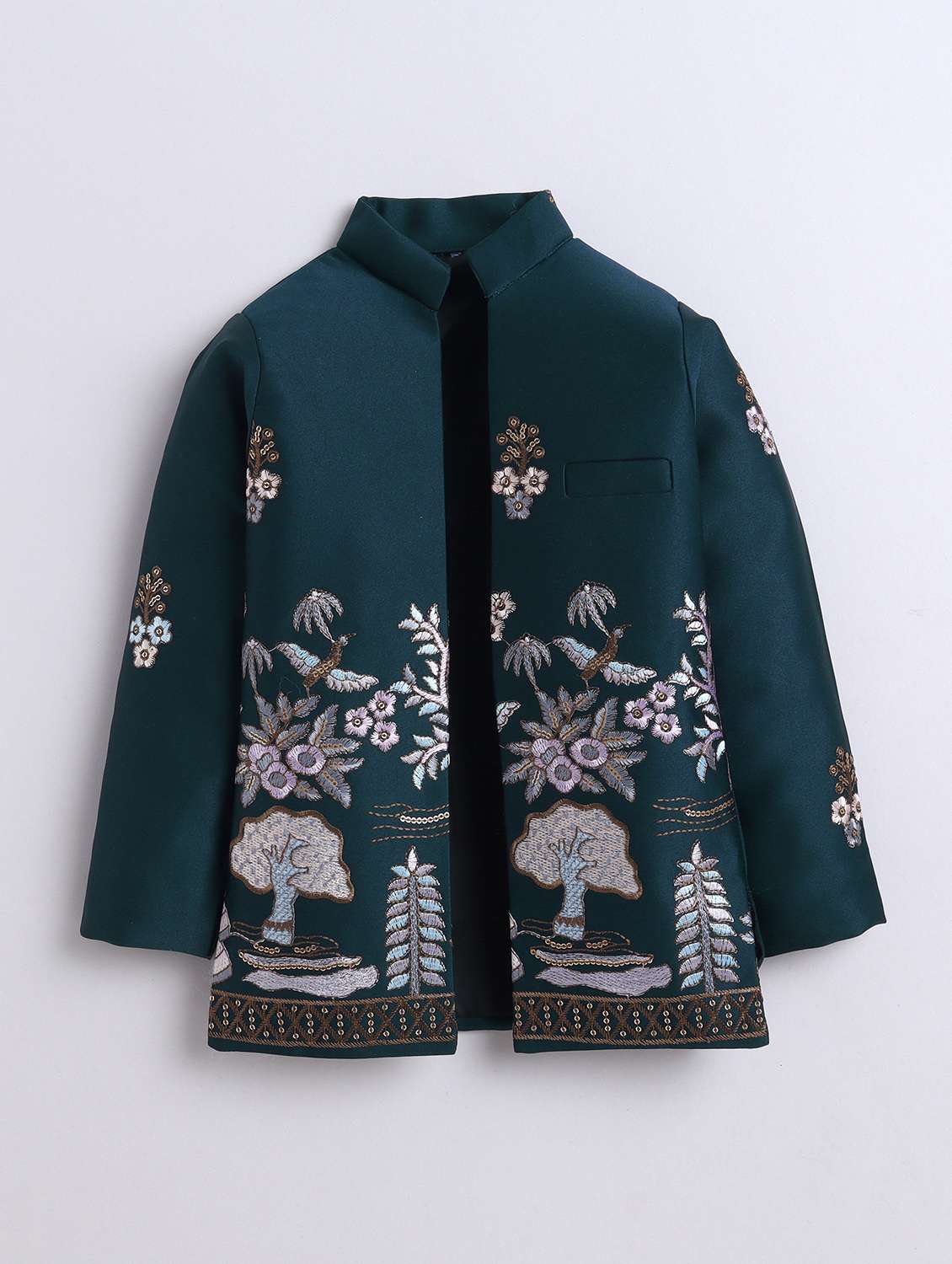 boys green embroidered sherwani set - 22068764 -  Standard Image - 2