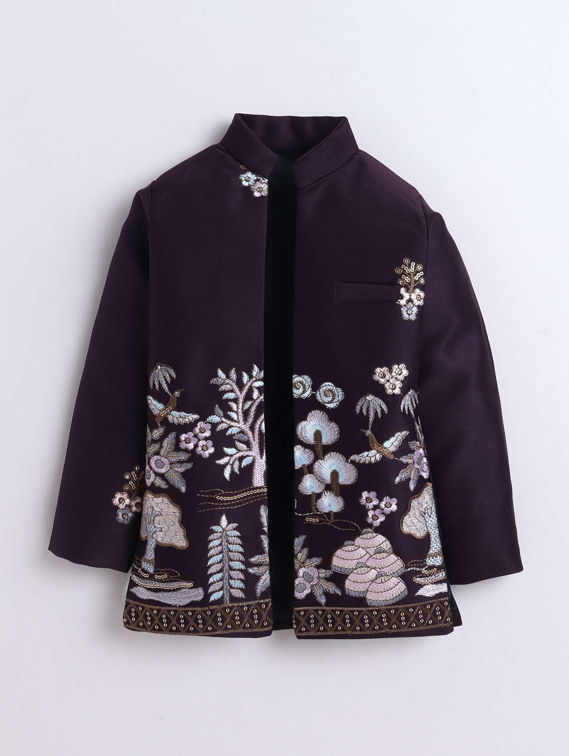 boys purple embeoidered sherwani set - 22068765 -  Standard Image - 2