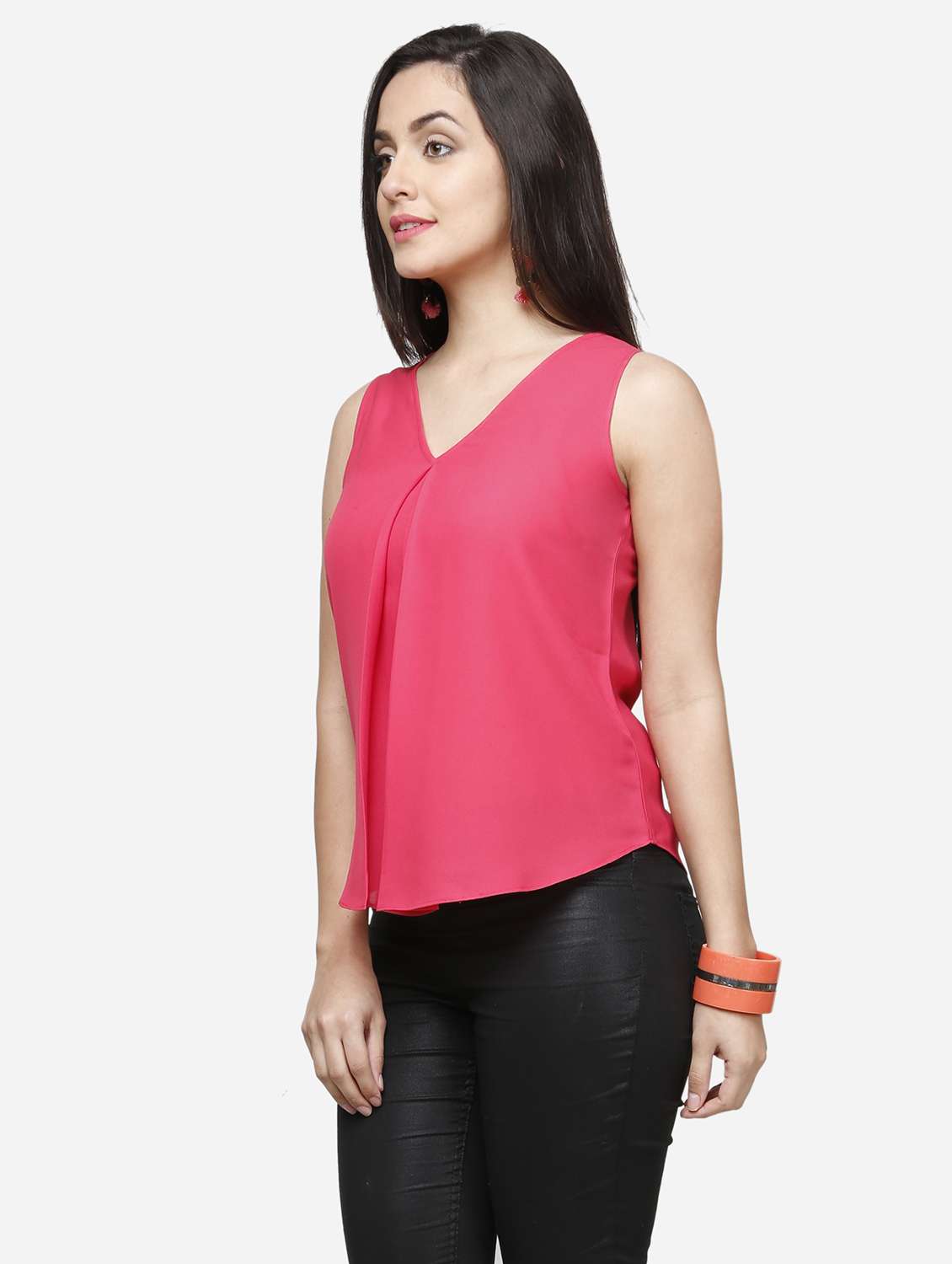 women pink solid sleeveless top - 22068800 - Standard Image - 2