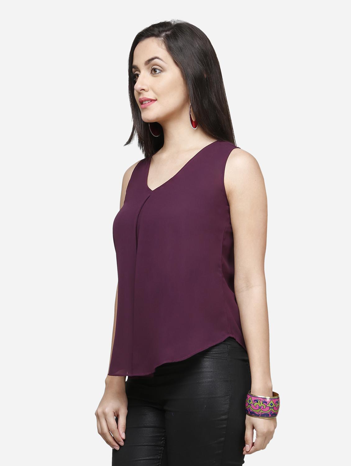 women purple solid sleeveless top - 22068801 - Standard Image - 2