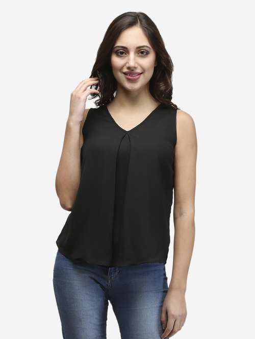 women black solid sleeveless top - 22068803 - Standard Image - 0